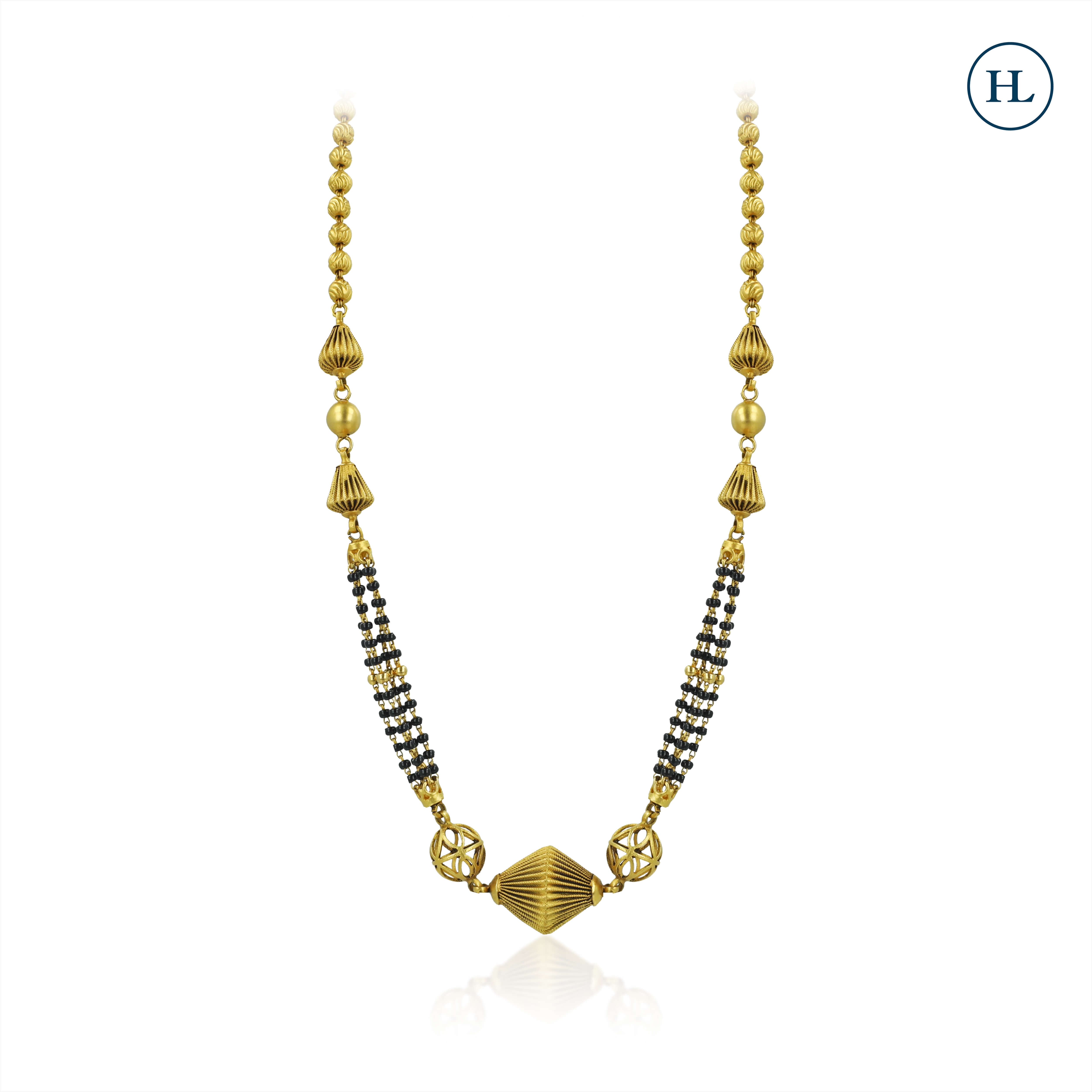 Hazoorilal Jewellers Diamond Nallapusalu Designs With Price Antique Styled Gold Balls Mangalsutra