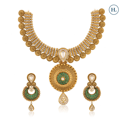 Enamel Gold & Kundan Necklace Set
