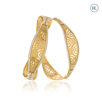 Dual Tone Gold Bangle Pair