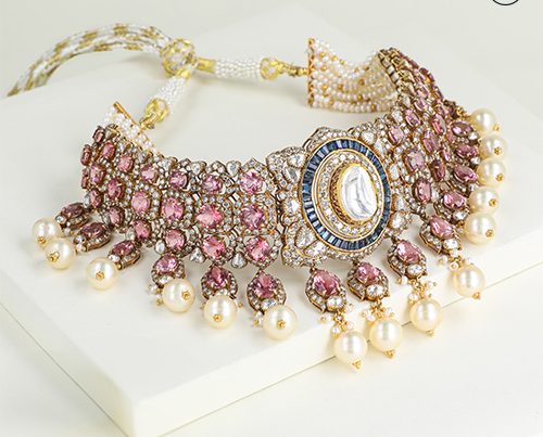 Hazoorilal polki necklace