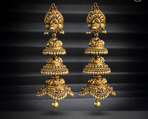 Hazoorilal gold earrings
