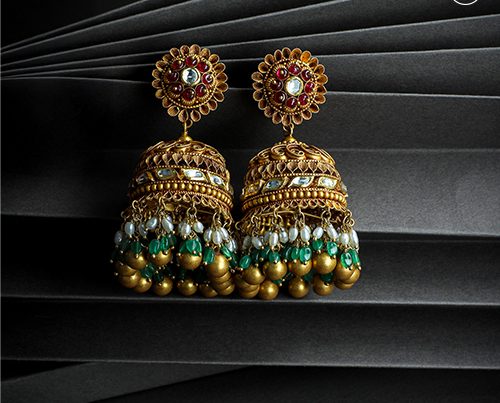 Hazoorilal gold earrings